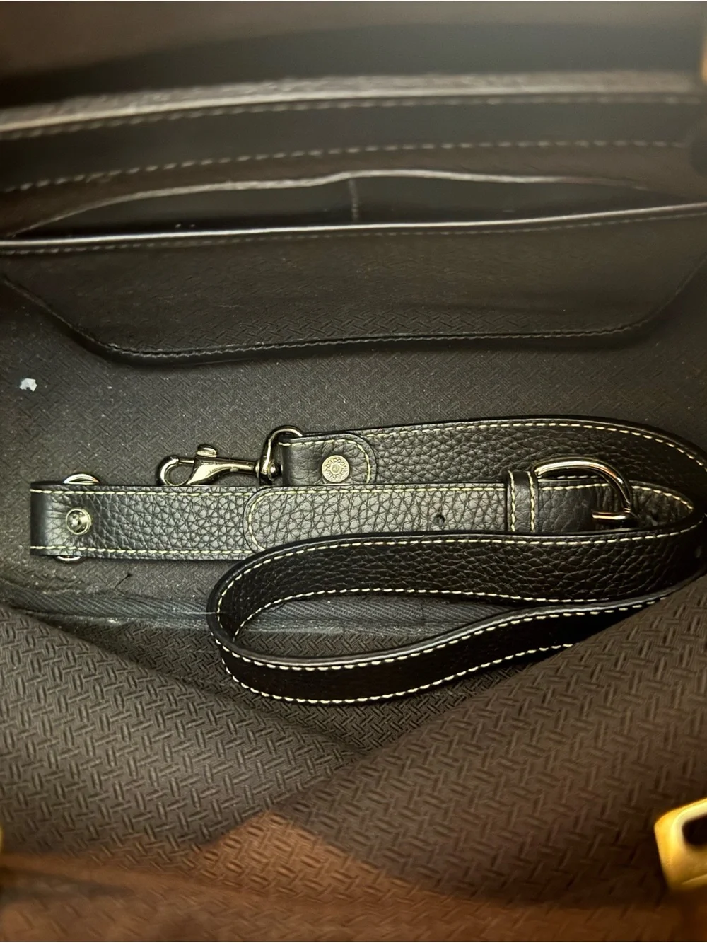 Dooney & Bourke Black Canvas & Leather Satchel with Gold Accents